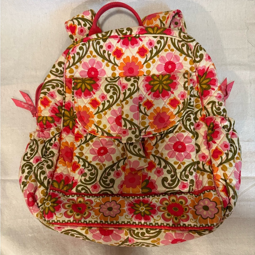 Vera Bradley Pink and Green Floral Backpack